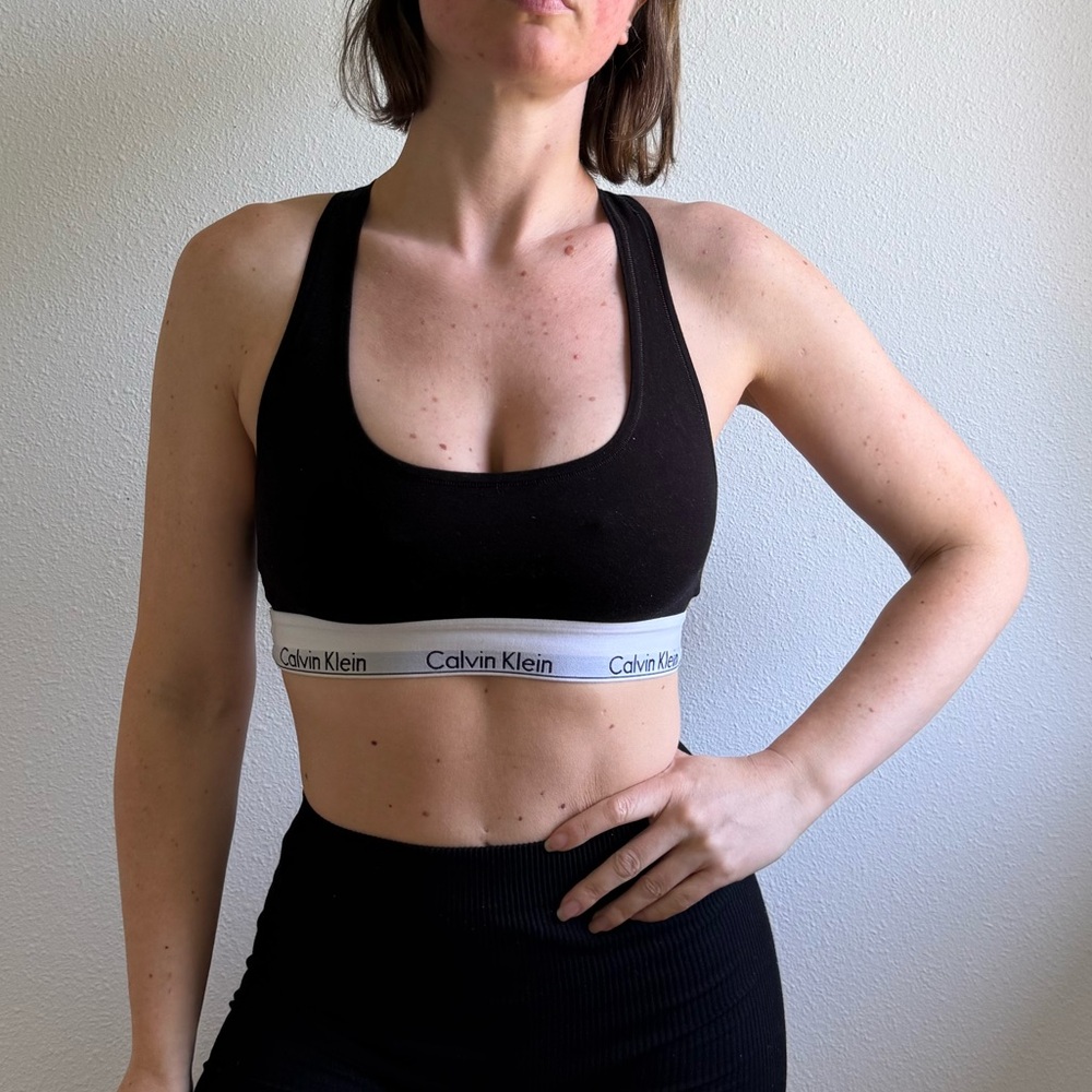 Calvin Klein Black and White Logo Branded Sports Bra Bralette size medium - Picture 6 of 10